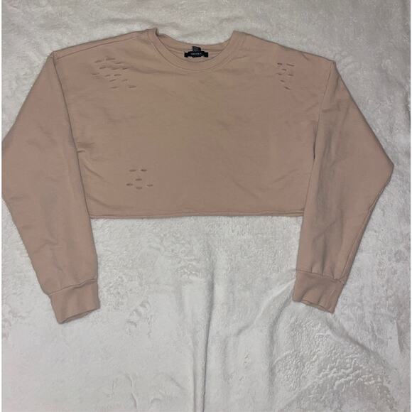 Forever 21 beige / tan tattered sweatshirt. - Picture 1 of 6